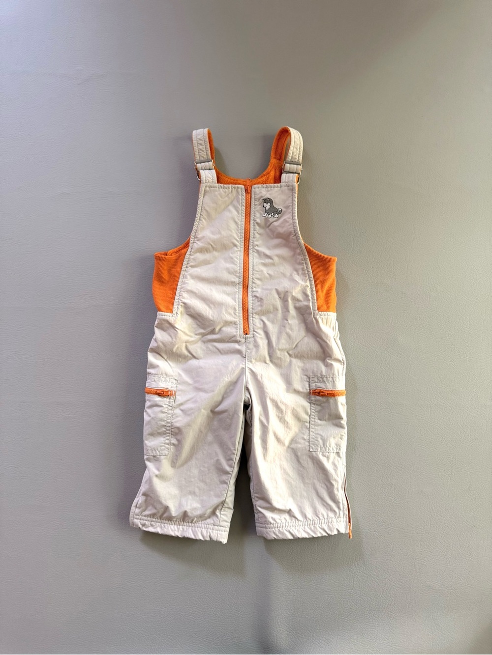 Gymboree Vintage 2003 Snowsuit Snow Bibs Orange Wolf Size 12-18M Baby Toddler